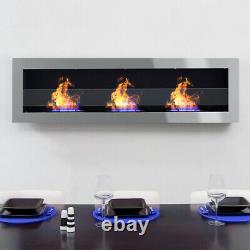 Anthracite Grey Biofire Ethanol Fireplace Inset/Wall Mounted Bio Fire With GLASS