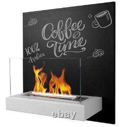 BIOETHANOL FIREPLACE 450x470 BLACK-WHITE BOARD DESIGN ECO TEMPERED GLASS