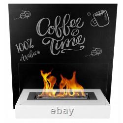 BIOETHANOL FIREPLACE 450x470 BLACK-WHITE BOARD DESIGN ECO TEMPERED GLASS