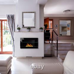 BIOETHANOL FIREPLACE 650x400 BLACK GLOSS DESIGN ECO TAMPERED GLASS + ACCESSORIES