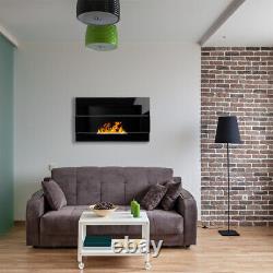 BIOETHANOL FIREPLACE 650x400 BLACK GLOSS DESIGN ECO TAMPERED GLASS + ACCESSORIES