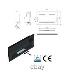 BIOETHANOL FIREPLACE 650x400 BLACK GLOSS DESIGN ECO TAMPERED GLASS + ACCESSORIES
