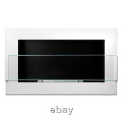 BIOETHANOL FIREPLACE 650x400 WHITE GLOSS DESIGN ECO TAMPERED GLASS + ACCESSORIES