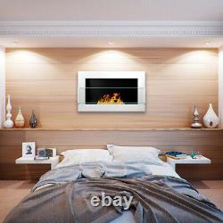 BIOETHANOL FIREPLACE 650x400 WHITE GLOSS DESIGN ECO TAMPERED GLASS + ACCESSORIES