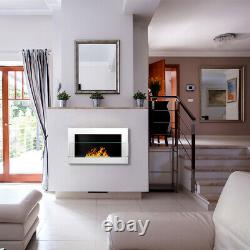 BIOETHANOL FIREPLACE 650x400 WHITE GLOSS DESIGN ECO TAMPERED GLASS + ACCESSORIES