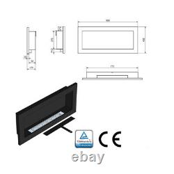 BIOETHANOL FIREPLACE 900x400 BLACK GLOSS DESIGN ECO + ACCESSORIES