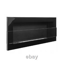 BIOETHANOL FIREPLACE 900x400 BLACK GLOSS DESIGN ECO TAMPERED GLASS + ACCESSORIES