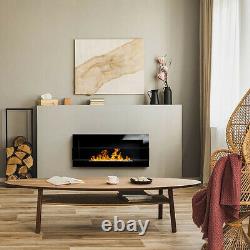BIOETHANOL FIREPLACE 900x400 BLACK GLOSS DESIGN ECO TAMPERED GLASS + ACCESSORIES