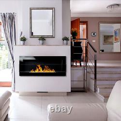 BIOETHANOL FIREPLACE 900x400 BLACK GLOSS DESIGN ECO TAMPERED GLASS + ACCESSORIES