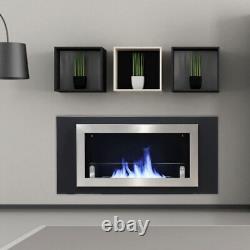 BIO ETHANOL FIREPLACE 1100x540 WALL/INSET MOUNTED FIRE WITH GLASS RECTANG BURNER