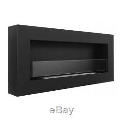 BIO ETHANOL FIREPLACE 90x40 WALL MOUNTED BOX DESIGN WITH GLASS + ACCESSORIES