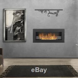 ACCESSORIES BIO ETHANOL FIREPLACE 90x40 WALL MOUNTED BOX DESIGN WITH GLASS 