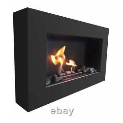 BIO ETHANOL FIREPLACE BLACK MATTE BOX 65x40 DESIGN ECO FIRE BURNER + ACCESSORIES