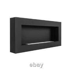 BIO ETHANOL FIREPLACE BLACK MATTE BOX 90x40 DESIGN ECO FIRE BURNER + ACCESSORIES