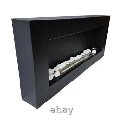 BIO ETHANOL FIREPLACE BLACK MATTE BOX 90x40 DESIGN ECO FIRE BURNER + ACCESSORIES