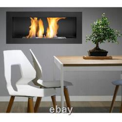 BIO ETHANOL FIREPLACE BLACK MATTE BOX 90x40 DESIGN ECO FIRE BURNER + ACCESSORIES