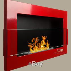 BIO ETHANOL FIREPLACE Balance+GLASS ECO WALL FIRE BURNER 650X400 COLOURS +FREE