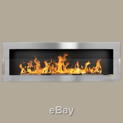 BIO ETHANOL FIREPLACE Emotion INOX with GLASS WALL FIRE BURNER 1200x400 + TÜV
