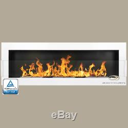 BIO ETHANOL FIREPLACE Emotion WHITE GLOSS with GLASS XL 120x40 Wide flames! TUV