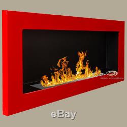 BIO ETHANOL FIREPLACE Euphoria RED GLOSS WALL FIRE BURNER 90x40 NEW+FREE TÜV
