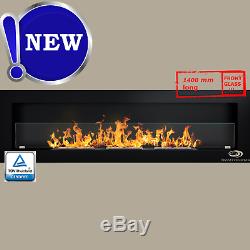 BIO ETHANOL FIREPLACE Excellence 140cm long WITH GLASS COLOURS+FREE