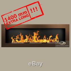 BIO ETHANOL FIREPLACE Excellence BROWN WALL BURNER 1400x400 Wide flames