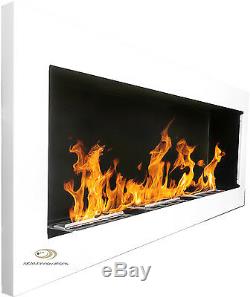 BIO ETHANOL FIREPLACE Excellence WHITE GLOSS XXL 140x40 Wide flame effect