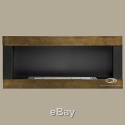 BIO ETHANOL FIREPLACE Linear Euphoria BLACK MATT/ ANTIQUE GOLD 90x40cm! NEW