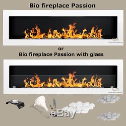BIO ETHANOL FIREPLACE Passion 1700mm NEWith GLASS PANEL/ STONES+WOOL+COLOURS