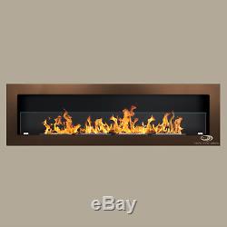 BIO ETHANOL FIREPLACE Passion 1700mm NEWith GLASS PANEL/ STONES+WOOL+COLOURS