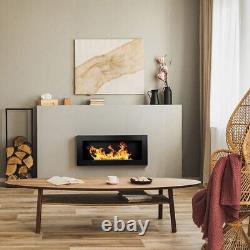 BIO ETHANOL FIREPLACE WALL MOUNTED 900x400 ECO FIRE BURNER BLACK & ACCESSORIES