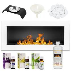 BIO ETHANOL FIREPLACE WALL MOUNTED 900x400 ECO FIRE BURNER WHITE + ACCESSORIES