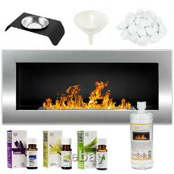 BIO ETHANOL FIREPLACE WALL MOUNTED 900x400 ECO FIRE BURNER WHITE + ACCESSORIES