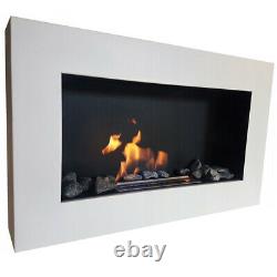 BIO ETHANOL FIREPLACE WHITE MATTE BOX 65x40 DESIGN ECO FIRE BURNER + ACCESSORIES
