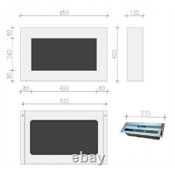 BIO ETHANOL FIREPLACE WHITE MATTE BOX 65x40 DESIGN ECO FIRE BURNER + ACCESSORIES