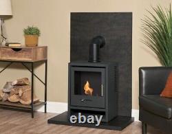 BIO ETHANOL STOVE BLACK STOVE 1 with PIPE BACK PANEL HEARTH No chimney needed