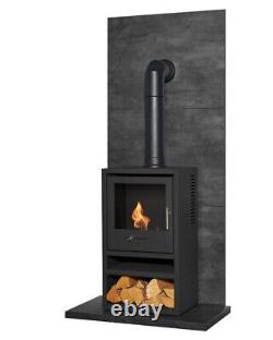 BIO ETHANOL STOVE BLACK STOVE 1 with PIPE BACK PANEL HEARTH No chimney needed