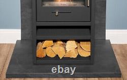 BIO ETHANOL STOVE BLACK STOVE 1 with PIPE BACK PANEL HEARTH No chimney needed