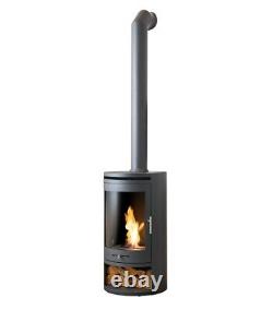 BIO ETHANOL STOVE CHARCOAL BLACK CYLINDER STOVE 5 LONG PIPE No chimney needed