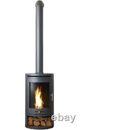 BIO ETHANOL STOVE CHARCOAL BLACK CYLINDER STOVE 5 LONG PIPE No chimney needed