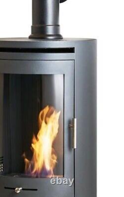 BIO ETHANOL STOVE CHARCOAL BLACK CYLINDER STOVE 5 with PIPE No chimney needed