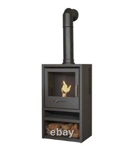 BIO ETHANOL STOVE CHARCOAL BLACK STOVE 1 LOG STORE FLUE PIPE No chimney needed