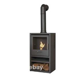 BIO ETHANOL STOVE CHARCOAL BLACK STOVE 1 LOG STORE FLUE PIPE No chimney needed