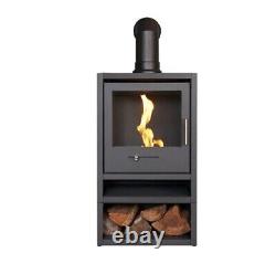 BIO ETHANOL STOVE CHARCOAL BLACK STOVE 1 LOG STORE FLUE PIPE No chimney needed