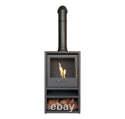 BIO ETHANOL STOVE CHARCOAL BLACK STOVE 1 LOG STORE FLUE PIPE No chimney needed