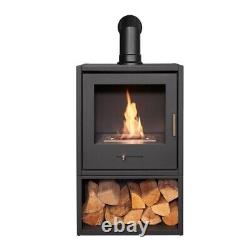BIO ETHANOL STOVE CHARCOAL BLACK STOVE 1 LOG STORE FLUE PIPE No chimney needed