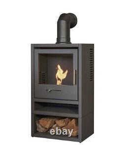 BIO ETHANOL STOVE CHARCOAL BLACK STOVE 1 LOG STORE FLUE PIPE No chimney needed