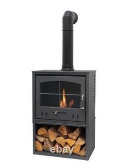 BIO ETHANOL STOVE CHARCOAL BLACK STOVE 4 WOOD STORE FLUE PIPE No chimney needed