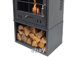 BIO ETHANOL STOVE CHARCOAL BLACK STOVE 4 WOOD STORE FLUE PIPE No chimney needed