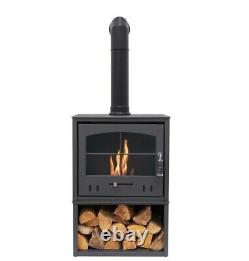 BIO ETHANOL STOVE CHARCOAL BLACK STOVE 4 WOOD STORE FLUE PIPE No chimney needed